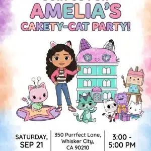 Gabby's Dollhouse Birthday Invitation Template