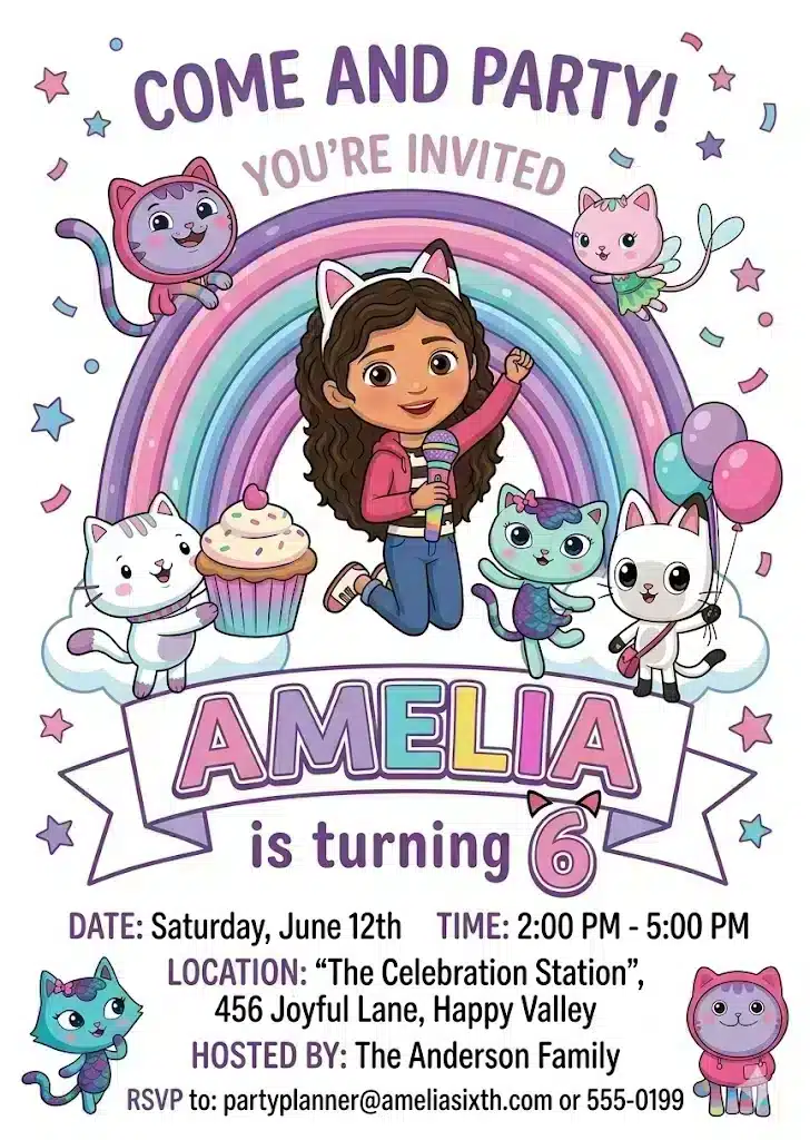 Gabby's Dollhouse Birthday Invitation | Editable Digital Template