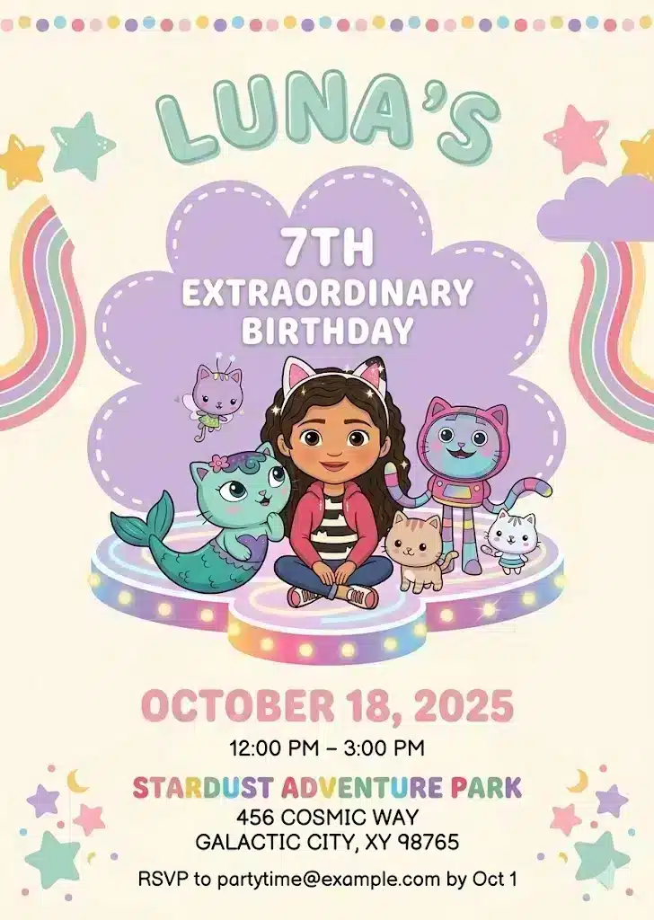 Gabby's Dollhouse Birthday Invitation | Editable Template