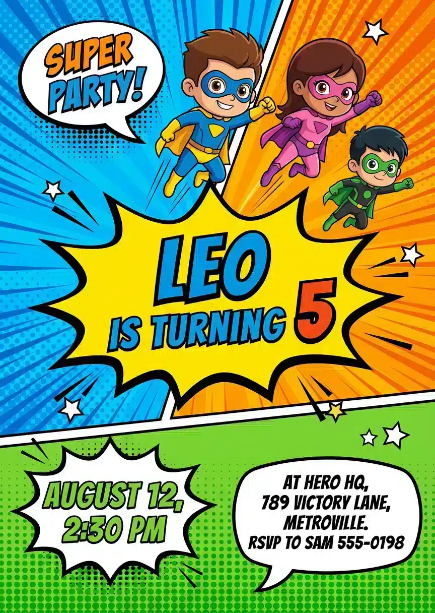 Spidey Superhero Birthday Invitation Template | Spider Hero Party Invite