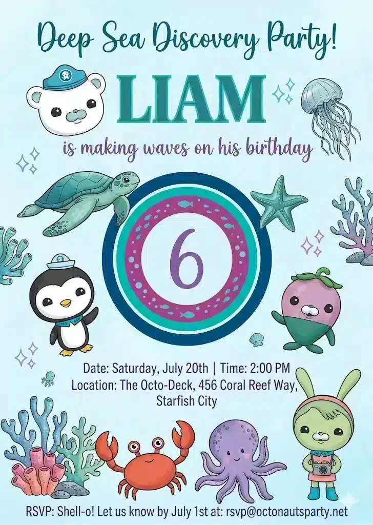 Octonauts Birthday Invitation Template - Sea Adventure Party