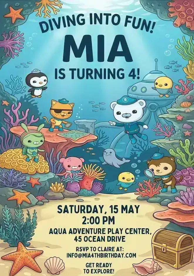 The Octonauts Birthday Invitation Template | Editable Digital Invite