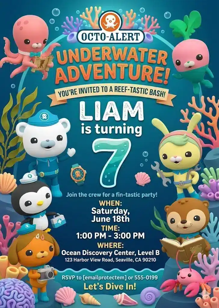 Octonauts Birthday Invitation | Editable Kids Party Template
