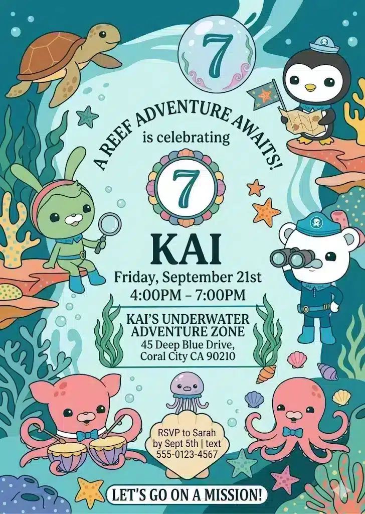 Octonauts Birthday Invitation Template | Underwater Adventure Kids Party