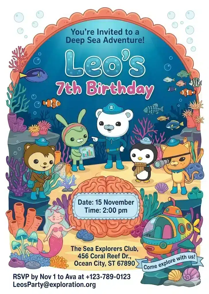 Octonauts Ocean Adventure Birthday Invitation Template