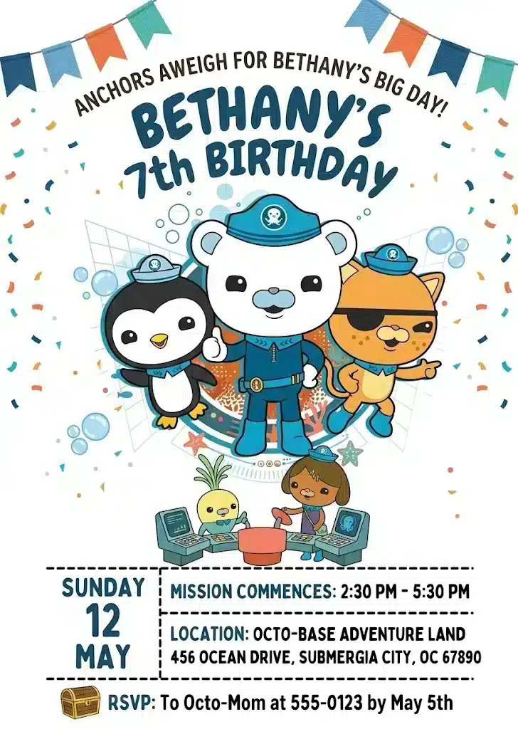 Octonauts Birthday Invitation Template - Ocean Adventure Party Invite