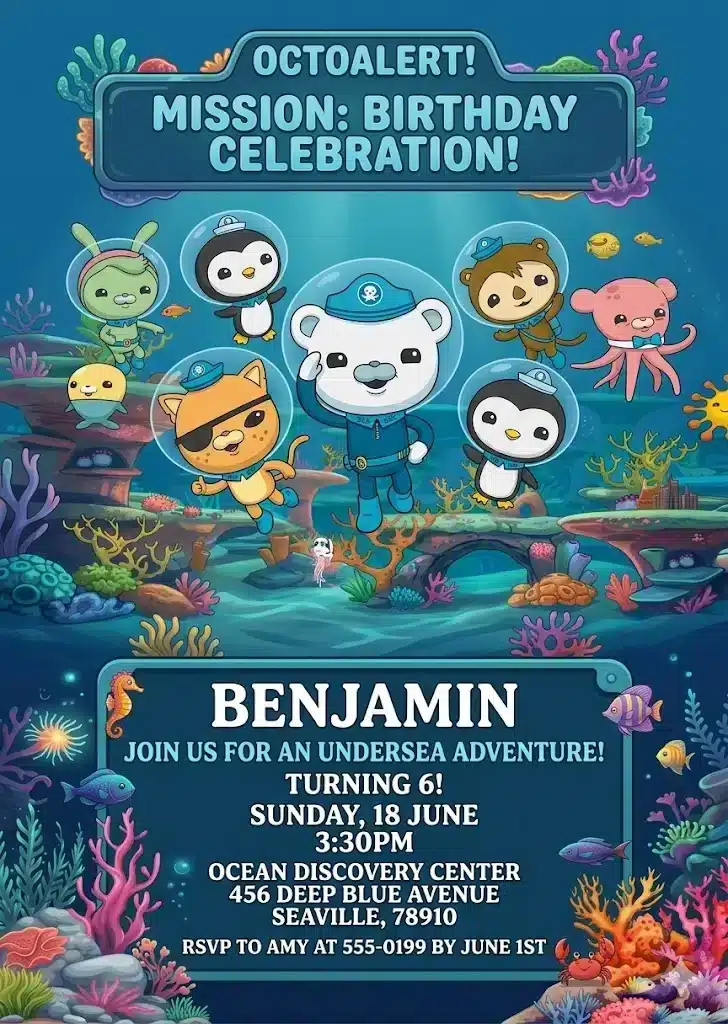 Editable Octonauts Birthday Invitation | Ocean Adventure Party