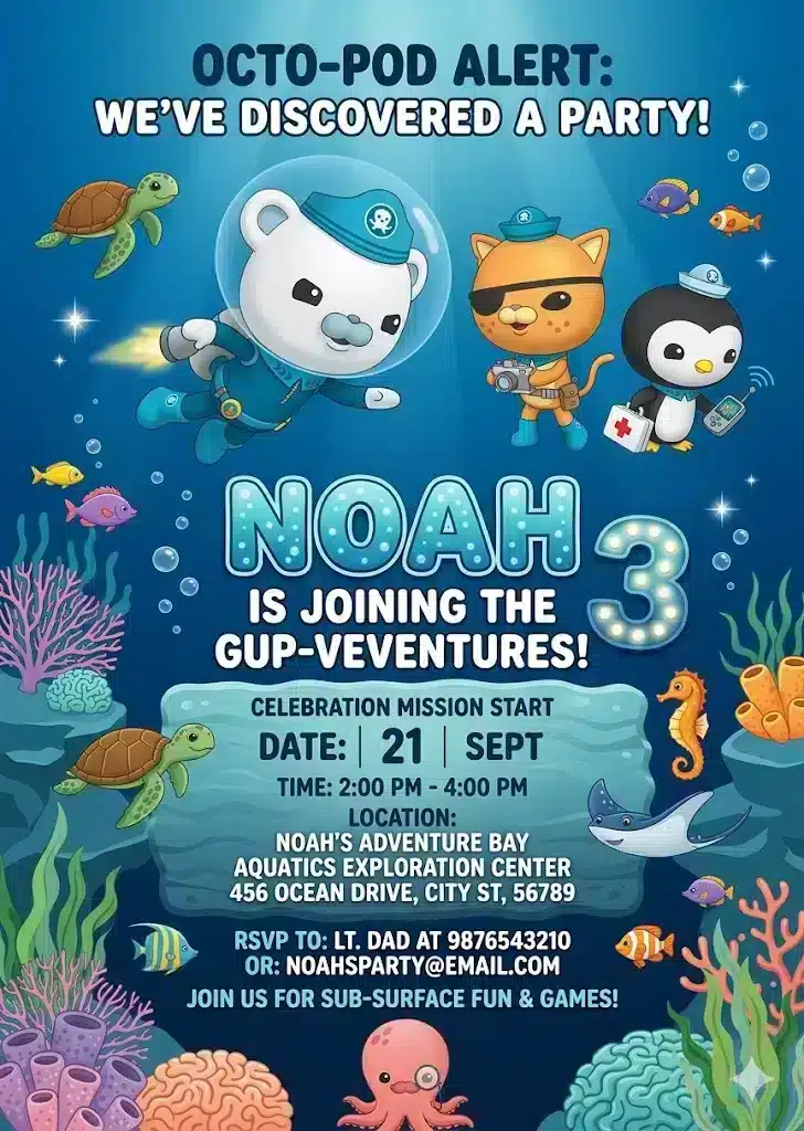 Octonauts Birthday Invitation | Editable Kids Ocean Adventure Invite
