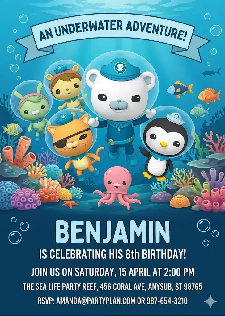 Octonauts Birthday Invitation Template | Sea Adventure Party