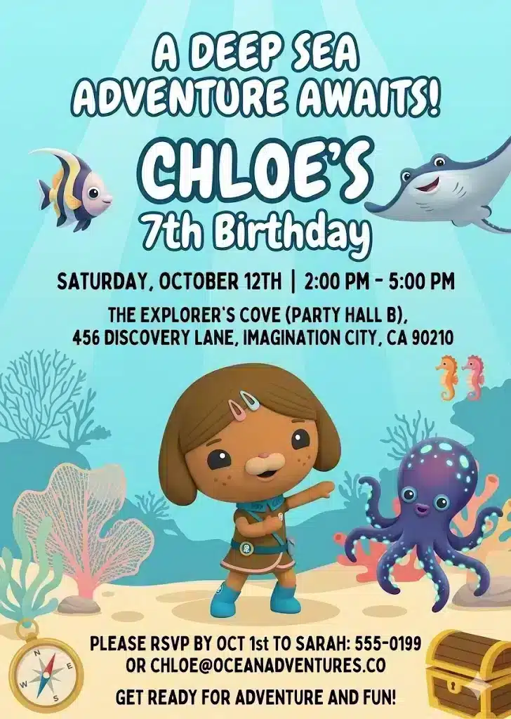 The Octonauts Birthday Invitation - Editable Digital Template