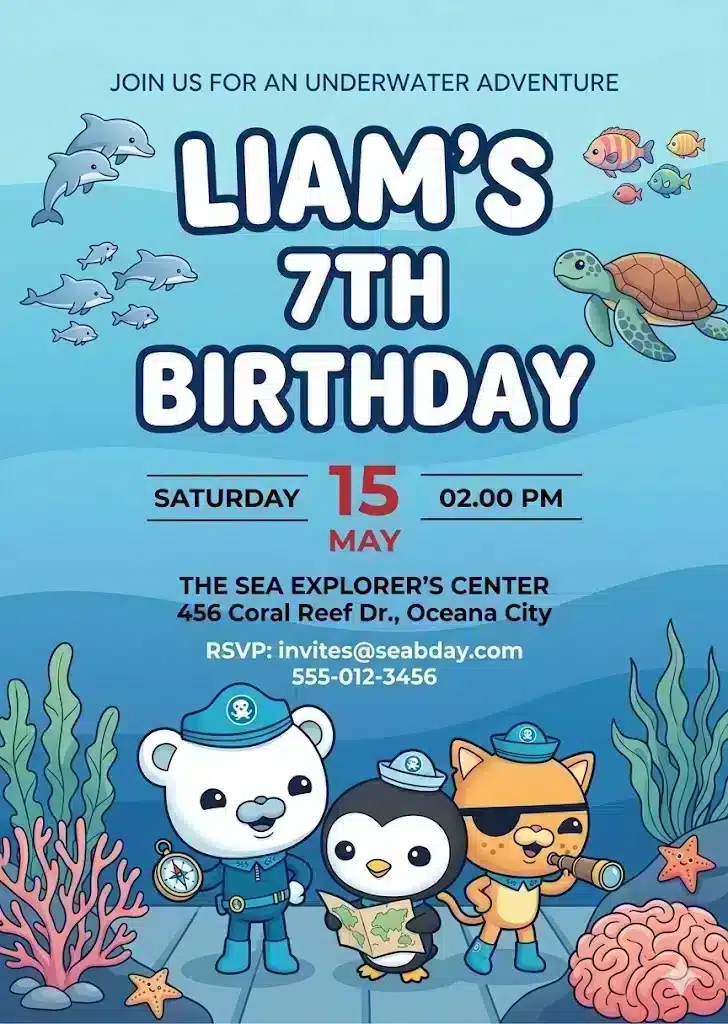 The Octonauts Birthday Invitation - Editable Digital Template