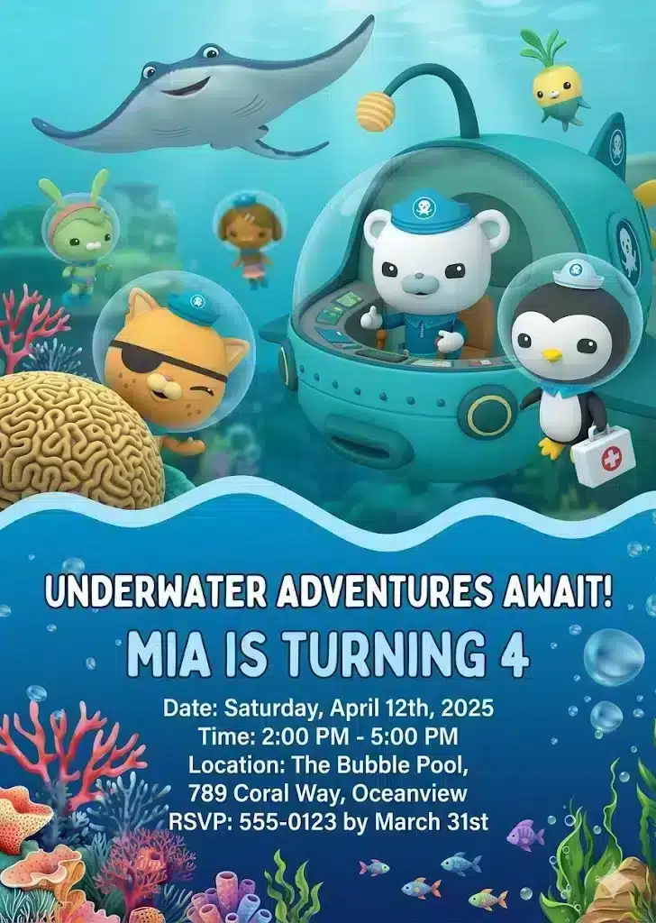 Octonauts Birthday Invitation | Captain Barnacles Editable Invite