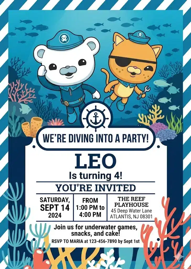 Octonauts Birthday Invitation | Captain Barnacles Party Invite