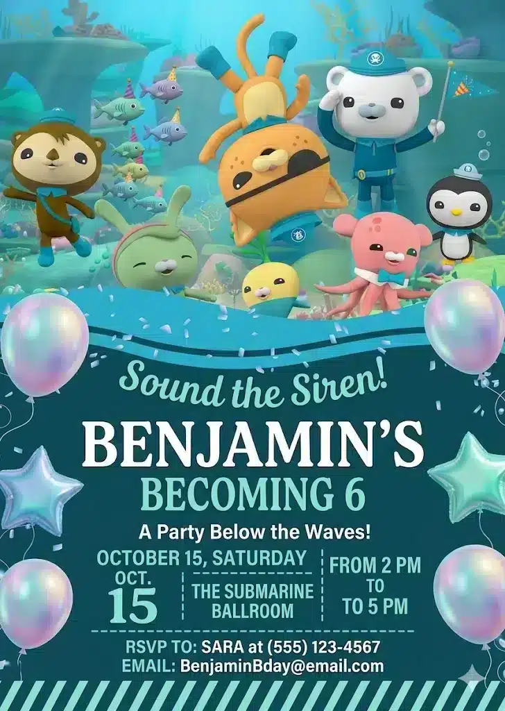 Octonauts Birthday Invitation, Underwater Adventure Party Invite