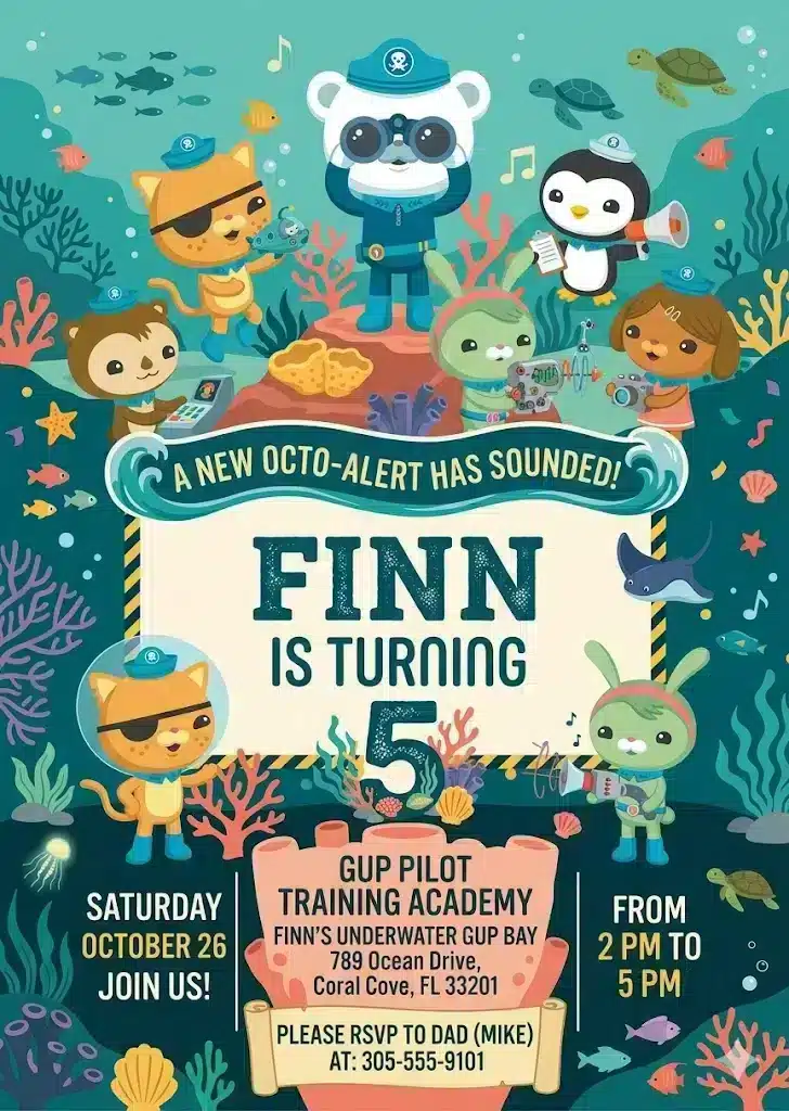 Octonauts Ocean Adventure Birthday Invitation Template