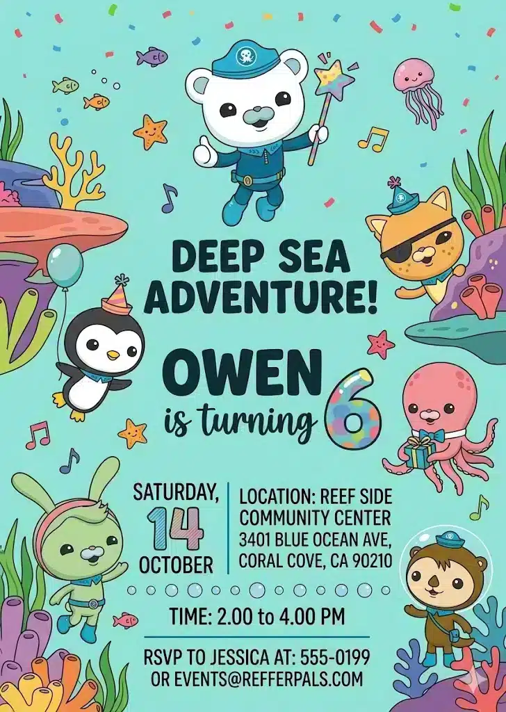 The Octonauts Birthday Invitation Template - Digital Kids Party Invite