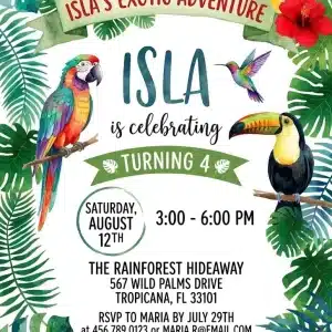 Tropical Toucan Birthday Invitation Template