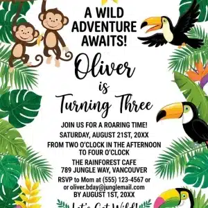 Tropical Toucan 7th Birthday Invitation Template