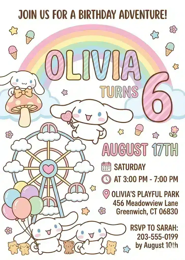 Kitty and Friends Cat Birthday Party Invitation Template