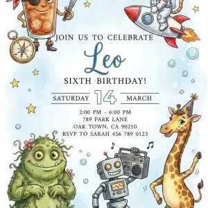 Funny Meme Birthday Invitation - Viral Brainrot Party Template