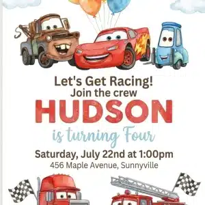 Race Car Birthday Invitation Template - Fast & Fun Racing Party Invite