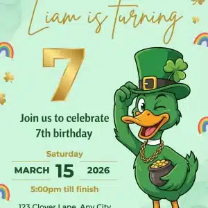 Lucky Green St. Patrick's Day Kids Birthday Invitation