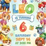 Puppy Patrol Birthday Invitation - Editable Dog Paw-ty Theme