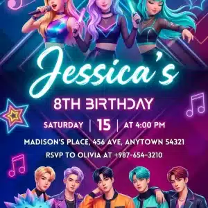 Kpop Demon Hunters Birthday Invitation - Anime Party Theme