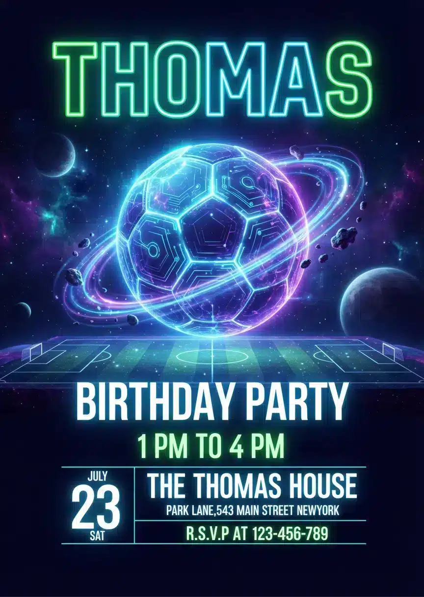 Soccer Birthday Invitation Template - Sports Theme Party Invite