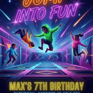 Jump & Flip Trampoline Park Birthday Invitation Template
