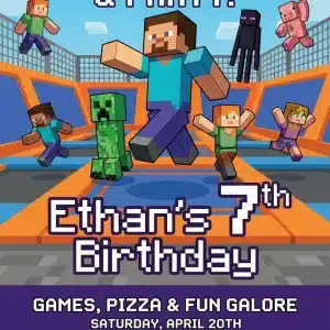 Sky Zone Trampoline Park Birthday Party Invitation