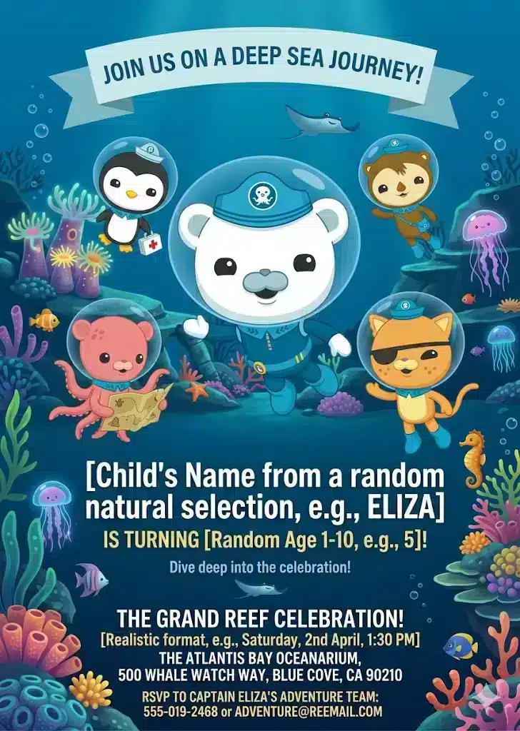 Whimsical Underwater Kids Birthday Invitation - Ocean Theme
