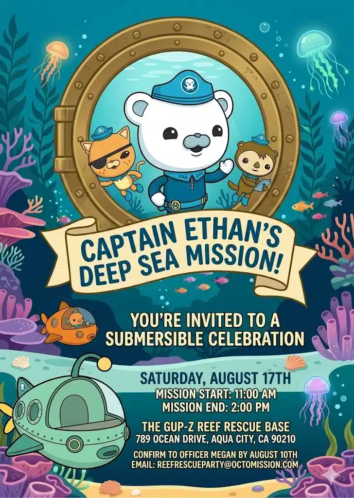 Ocean Captain Birthday Invitation | Kids Sea Adventure Party