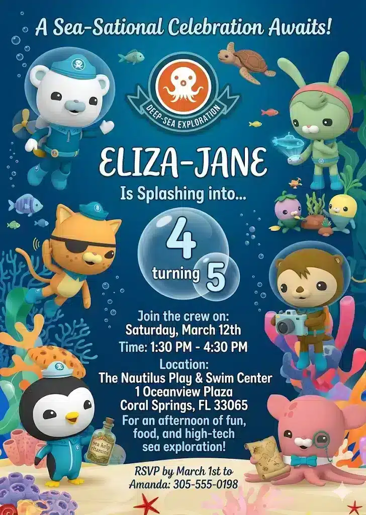 Ocean Birthday Invitation Template | Under the Sea Kids Party Invite