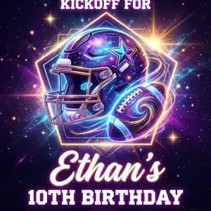 Neon Football Birthday Invitation - Drip Sports Party Theme