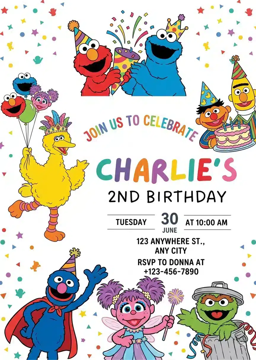 Abby Cadabby Sesame Street Birthday Invitation Template
