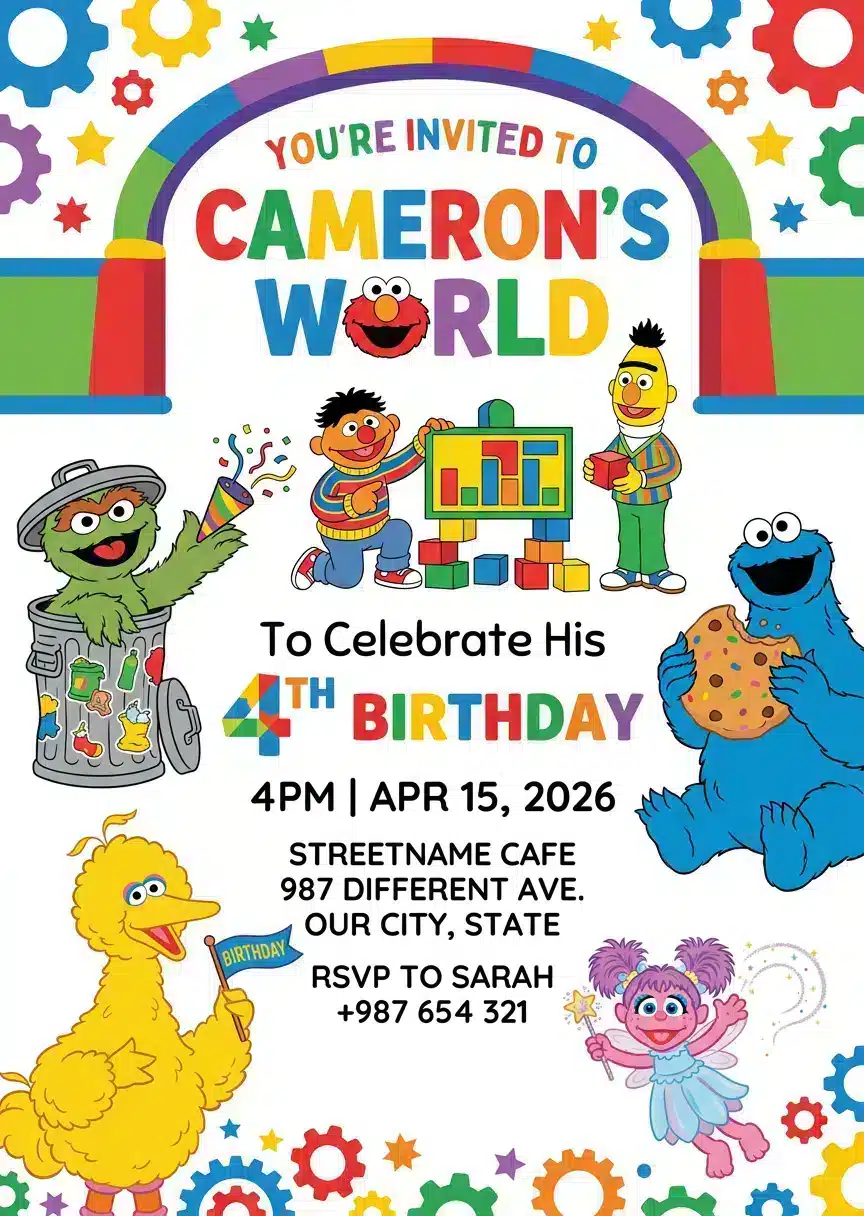 Elmo and Friends Birthday Invitation Template