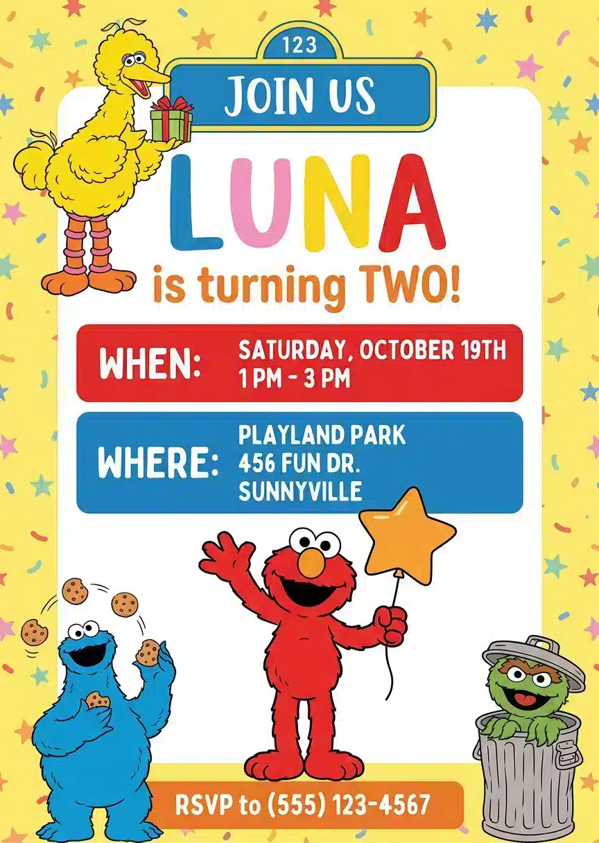 Elmo Birthday Party Postcard Invitation Template
