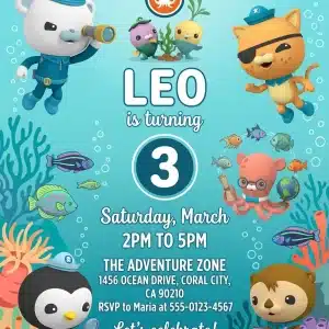 Octonauts Birthday Invitation Template - Ocean Adventure Theme