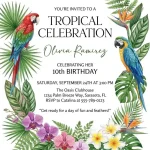 Tropical Luau Kids Birthday Invitation - Editable Template