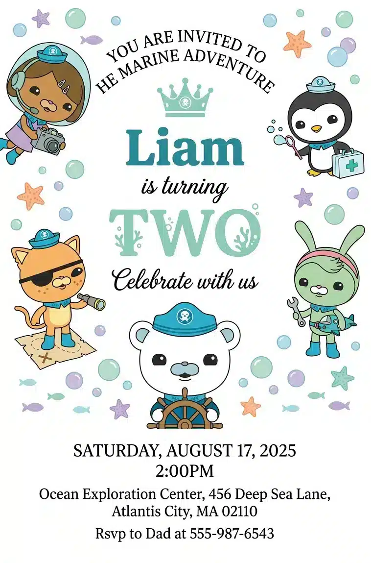Octanauts Birthday Invitation | Editable Kids Party Template