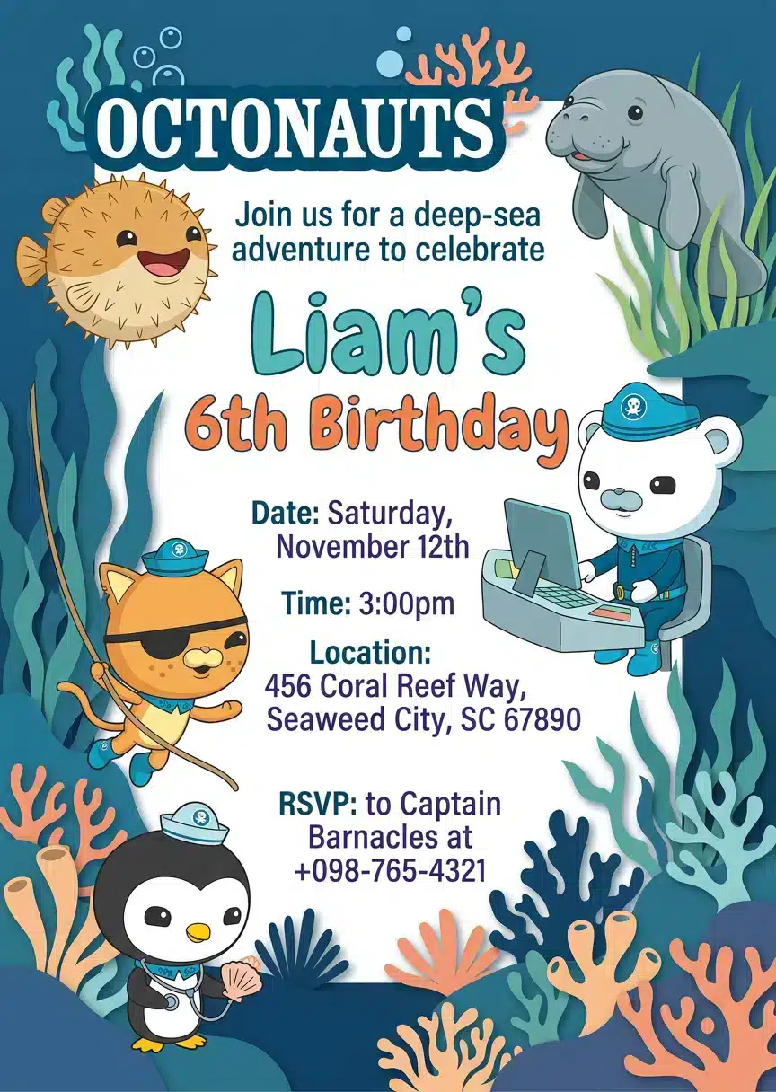 Octonauts Inspired Under the Sea Birthday Invitation