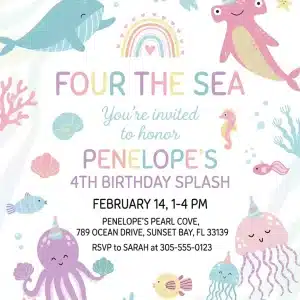 Tropical Toucan 7th Birthday Invitation Template