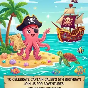 Kraken Sea Monster Birthday Invitation - Deep Sea Octopus Theme