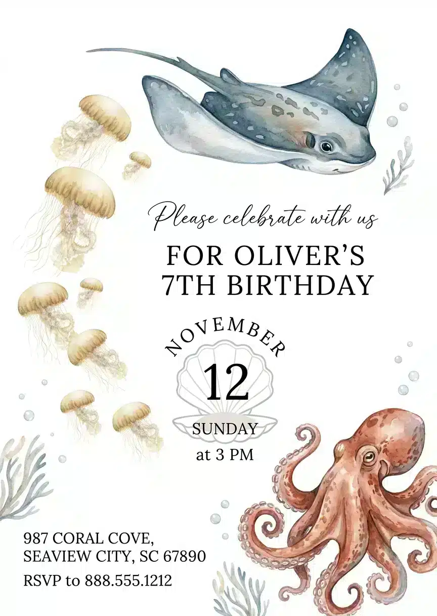 Tropical Toucan 8th Birthday Invitation | Editable Jungle Party Invite