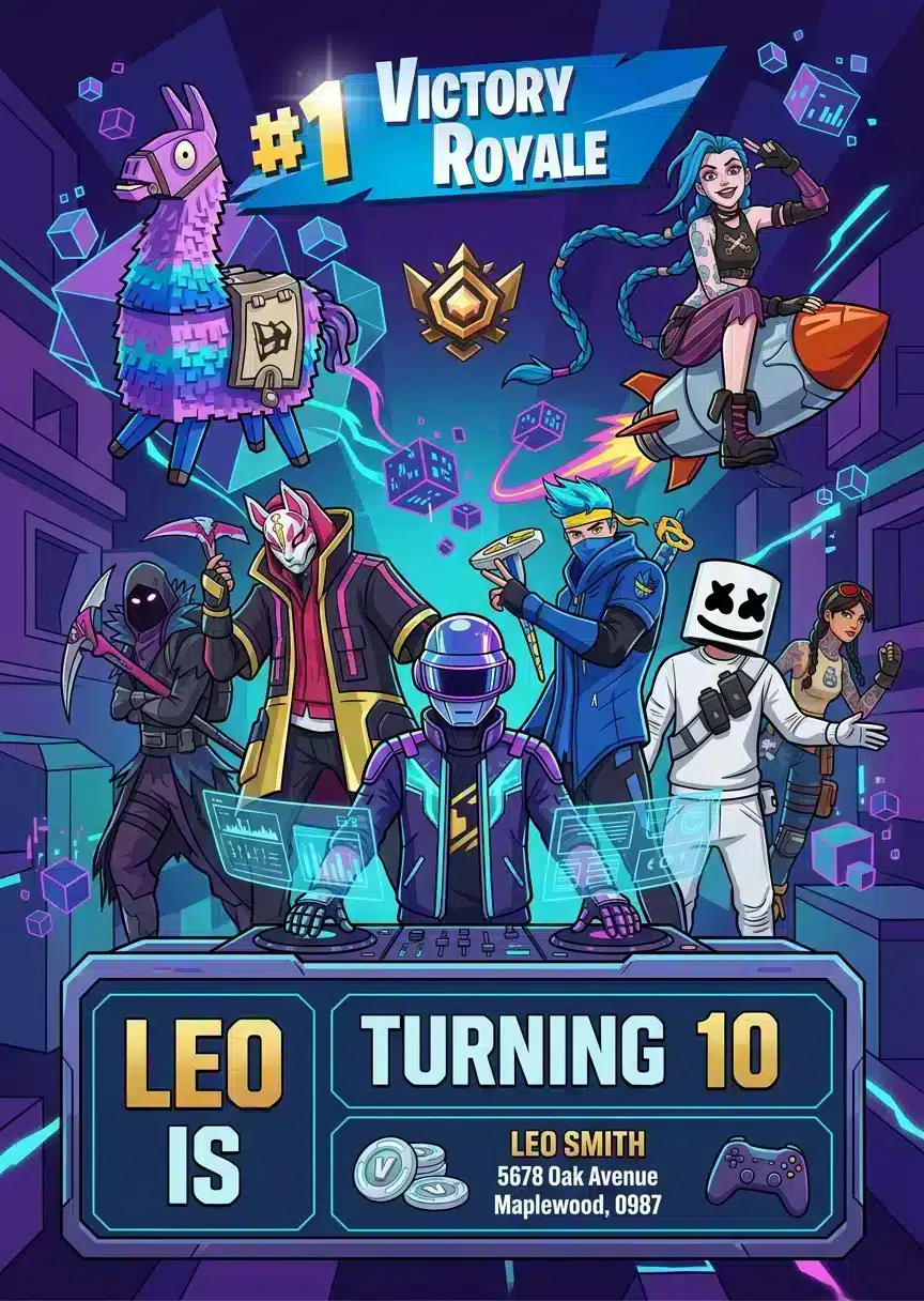 Monster Adventure Gaming Birthday Invitation