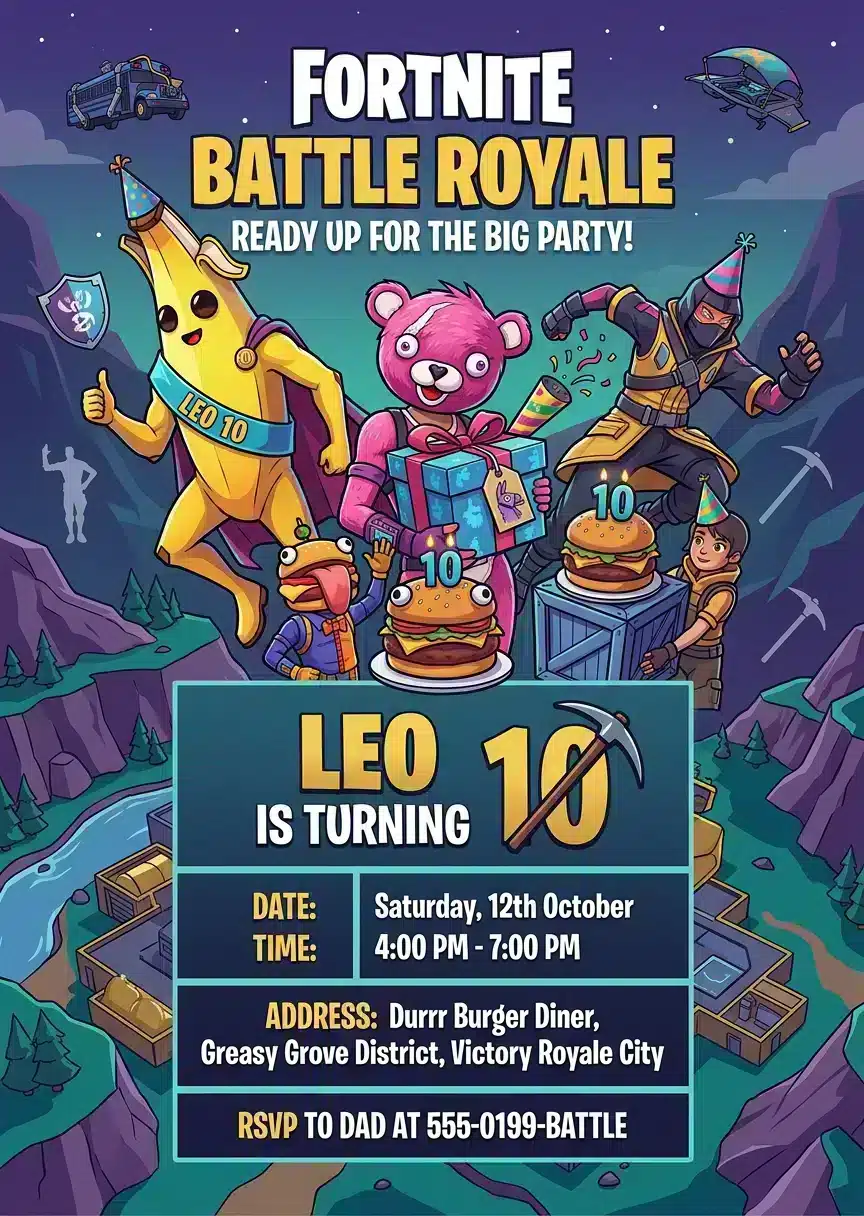 Cute Monster Birthday Party Invitation with Photo Template