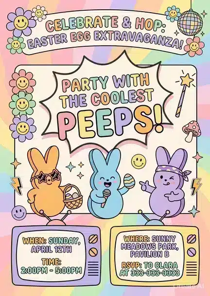 Party With My Peeps Easter Egg Hunt Invitation