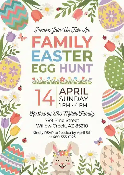 Adorable Easter Egg Hunt Invitation | Kids Spring Party Template