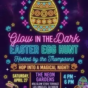 Neon Easter Egg Hunt Glow Party Invitation Template